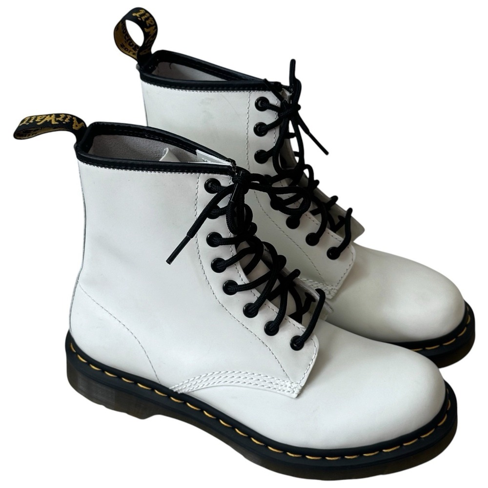 Dr. Marten's Patent Leather White 1460 Lace‎ Up Boots Capsule Grunge Rocker 8 - Picture 7 of 9
